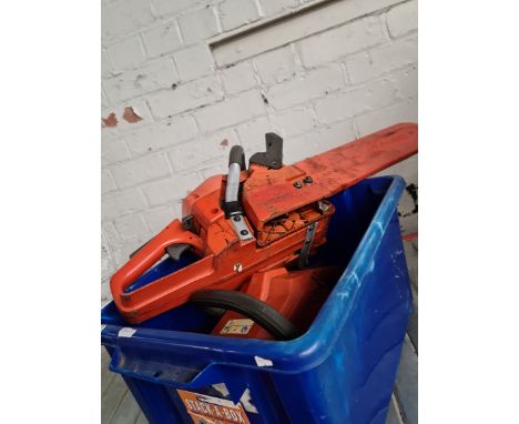 A Husqvarna 36 air injection petrol chainsaw - not working ( requires service ), together with another Husqvarna 141 (spares 