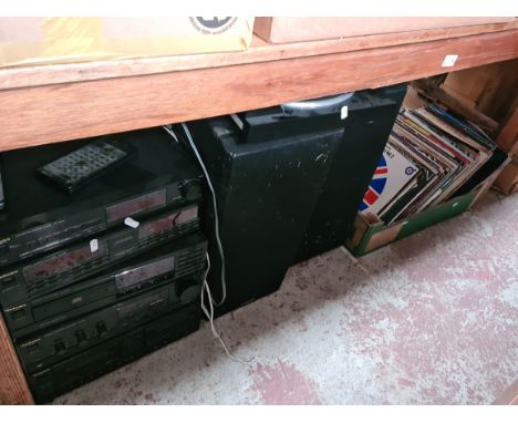 Stackables - Technics ; stereo tuner, stereo graphic equalizer, CD player, stereo integrated amp, stereo double cassette deck