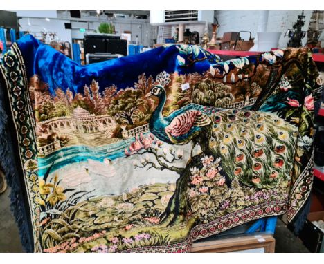 A vintage silk wall hanging  / floor tapestry. 