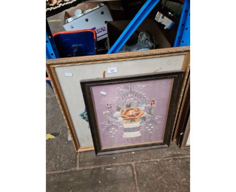 An Oriental peacock tapestry and a floral one. 