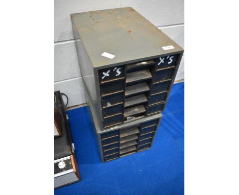 Two sets of vintage parts drawers