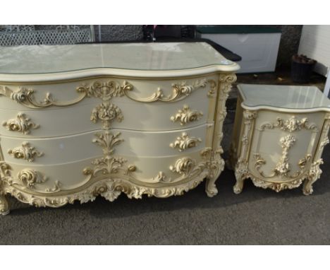 A vintage French style sideboard and a similar side chest