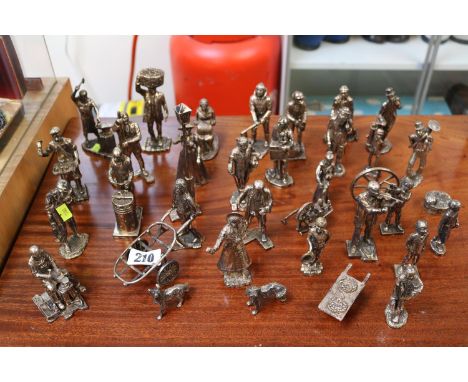 Large Collection of Silver plated Cries of London Dickensian Style figures 
