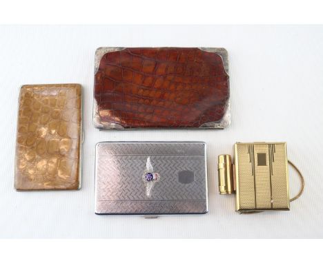 Silver mounted Ladies purse, a similar and 2 cigarette cases 