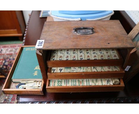 Vintage Mah Jong set in wooden case with accessories 