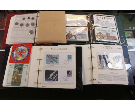 Collection of assorted First Day Cover coins inc Crowns, 3 Pence Pieces etc 