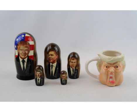 5pcs Russian Nesting Doll of Donald Trump &amp; Predecessors Made in Russia. Trump on the first doll, the second doll is Obam