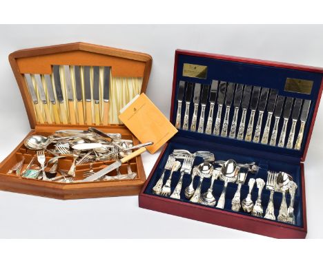 TWO CANTEENS OF CUTLERY, the first a complete one hundred piece ‘Viners’ king pattern set, eight person setting, the second a