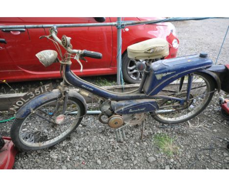 A BARNFIND RALEIGH RUNABOUT MOPED, in blue, mid 1960's, no V5c, reg number fitted NOL 35IF, frame number appears to be 031273