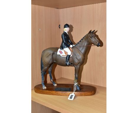 A BESWICK CONNOISSUER 'ANN MOORE ON PSALM'. model no.2535, mounted on a wooden plinth bearing name plaque, height 32cm (Condi