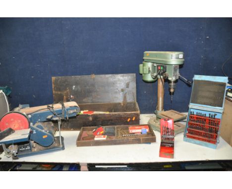A NU-TOOL DP10 pillar drill along, a Einhell BTS400 belt and disc sander (both PAT pass and working) along with a bespoke woo