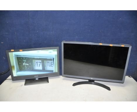 A HITACHI 22LE357OU 22in tv with no remote (PAT pass and working) and a LG 28TN515V-PZ no power cable (untested)