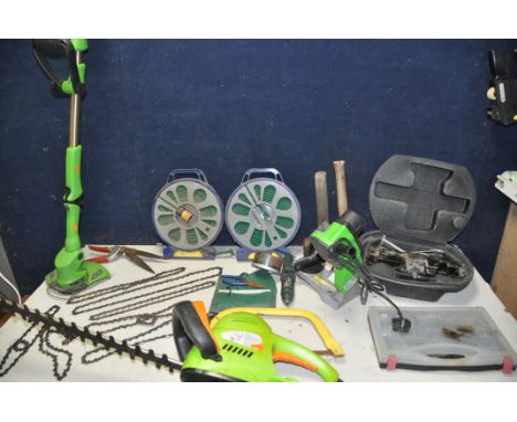 A FLORABEST FHE550A1 electric chainsaw with extendable pole with a Florabest FSG85B1 (both PAT pass and working) along with a