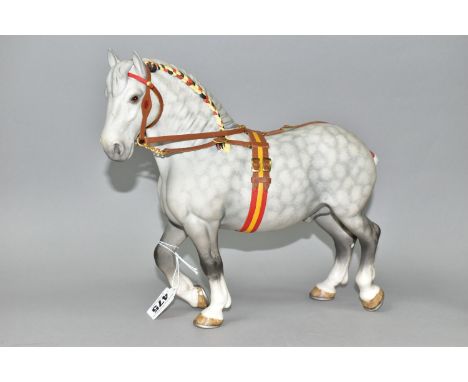 A BESWICK PERCHERON, model number 2464, in show harness, dapple grey matt finish, height 24.5cm (1) (Condition report: good c