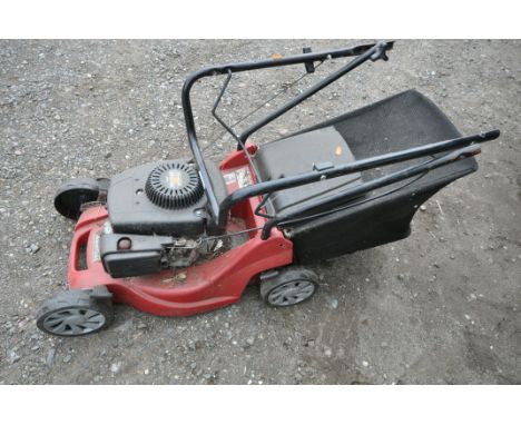 A MOUNTFIELD PETROL LAWNMOWER, with grass box (condition:-untested, but engine turns)