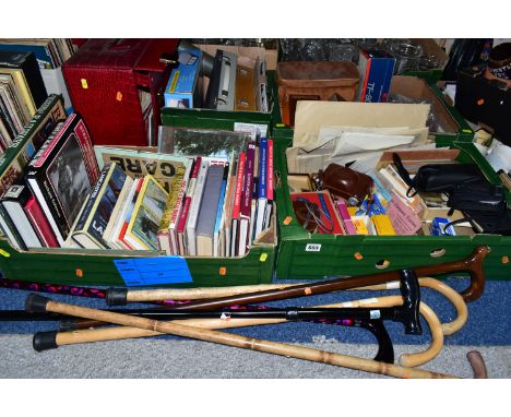 THREE BOXES OF SUNDRY ITEMS ETC to include books  - Lancaster by John Nichol, History of the Second World War, steam trains, 