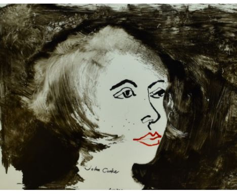 John Cooke (1929-2018, British), mixed media, 'Since First I Saw Your Face', signed, framed, measuring 26cm x 28cm, &amp; 35c
