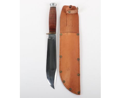 Large Hunting Knife by Cox Co Ltd Sheffield, large hunting knife with clipped polished steel blade having Cox Co Ltd Sheffiel