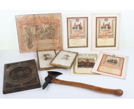 WW2 POW Made Kings Dragoon Guards Regimental Plaque, fine quality Italian prisoner of war (P.O.W) carved wooden plaque with c