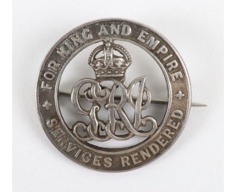 A Sole Entitlement Great War Silver War Badge, reverse of badge officially numbered 209197, complete with pin and catch.Issue
