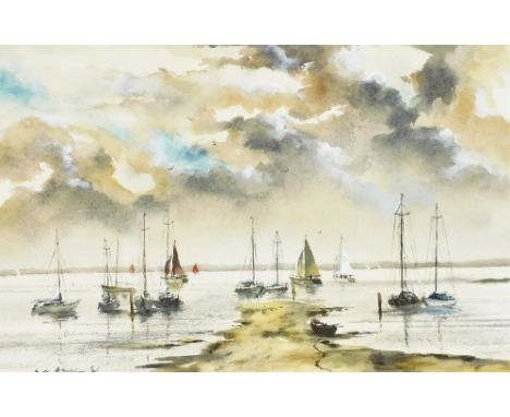 D. M. Brophy (20thC School). Low Tide Solent, watercolour, signed and dated '94, 29cm x 43.5cm.