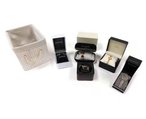 Six lady's dress wristwatches, boxed, comprising Rotary, Sekonda, Fossil, Ted Baker and two by DKNY.