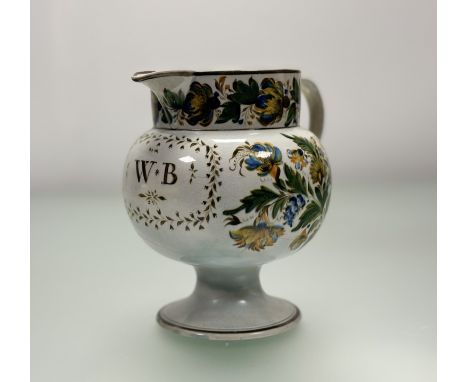 A 19thc Italian Faience pharmacy jar, reading W.B bellow spout, extensive crack and repair to base and body. (h-20cm)