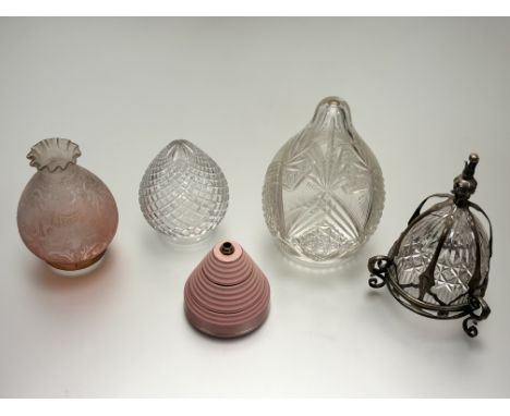A collection of various light shades comprising, a Royal Norfolk Staffordshire pink and gilt banded shade, a 1920's style cra
