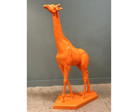 Glenmorangie: a Glenmorangie Single Malt Scotch Whisky moulded orange plastic giraffe, on shaped base (h. 170cm x l.103cm)