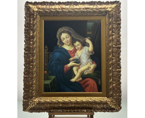 After Pierre Mignard, Madonna and Child, oil on canvas, unsigned, in a gilt compostion frame. (49cmx39cm)