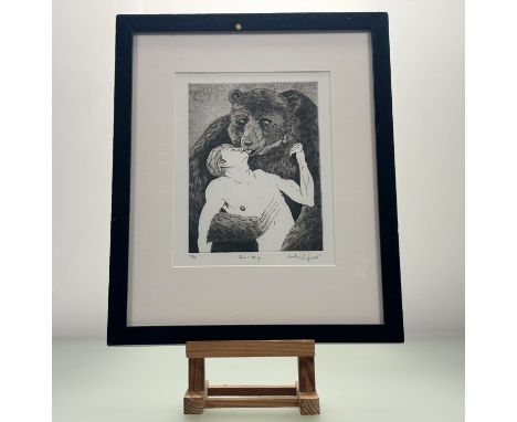 Martin Ridgwell (British 1964-), Bear Hug, etching 40/75, signed and titled in pencil, framed. (plate 22cmx16cm)