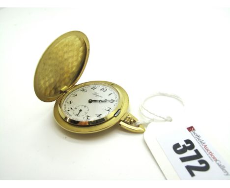 Longines; A Small c.1970's Hunter Cased Pocketwatch, the signed white dial with black Arabic numerals and seconds subsidiary 