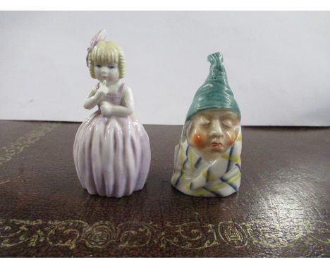 A 19th century Royal Worcester candle snuffer Mr Caudle, af, together with another&nbsp;Royal Worcester candle snuffer, Hush