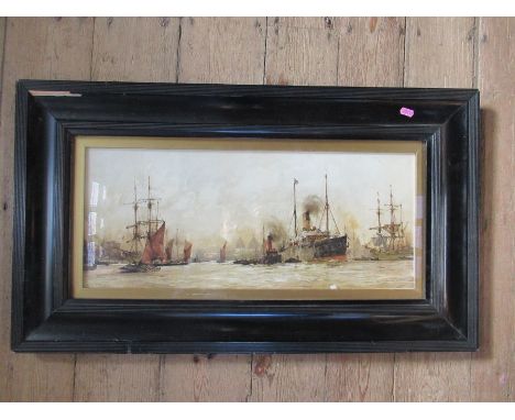 Charles Dixon, colour print, Above Greenwich, 10ins x 24ins