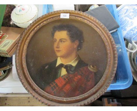 Colin George Ross, circular oil on canvas, portrait of Ben Wyvis