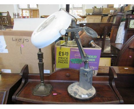 An Allen magnifying desk lamp and table lamp