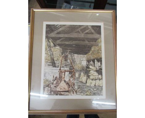 Sue Levington, limited edition print, Inside Donald’s Barn, 15.75ins x 12.75, together with Robert Greenhalf, limited edition