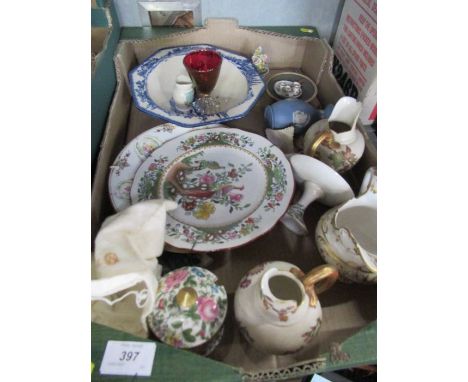 A mixed box of ceramics, to include a Royal Worcester flat back jug