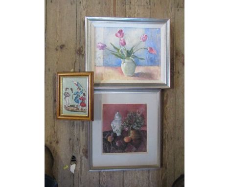Barbara Francis, two still lives, together with a tapestry picture