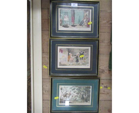 Three Doctor Syntax prints, and another Antique print