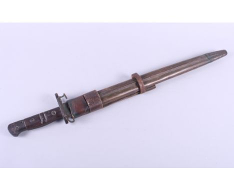 An American WWI issue bayonet, dated 1917, and a scabbard, blade 16 3/4" long 