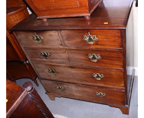 A Georgian mahogany chest of two short and three long graduated drawers, on bracket feet, 37" wide 