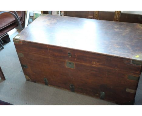A 19th century mahogany trunk with brass corners, 41" wide 
