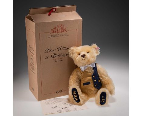 A STEIFF 'PRINCE WILLIAM'S 21ST BIRTHDAY' BEAR articulated limbs, blond mohair, brown glass eyes, stitched nose, growler, gil