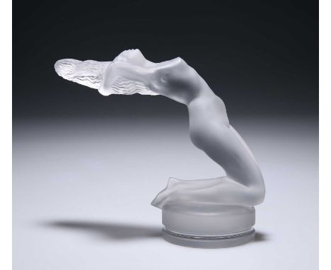 RENÉ LALIQUE (FRENCH, 1860-1945), A 'CHRYSIS' CAR MASCOT press-moulded clear glass, frosted and polished, stencil etched 'R. 