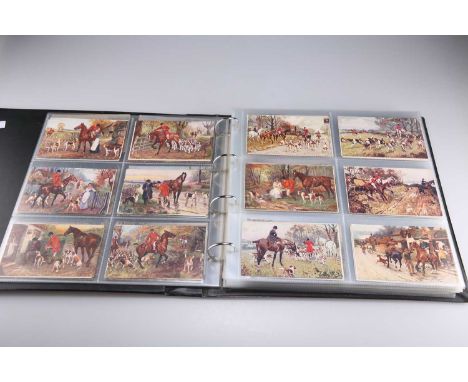 A COLLECTION OF RAPHAEL TUCK OILETTE FOX HUNTING POSTCARDS in an album. (Approx. 300)