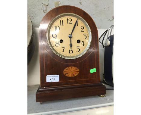 Inlaid domed mantel clock - bezel missing 