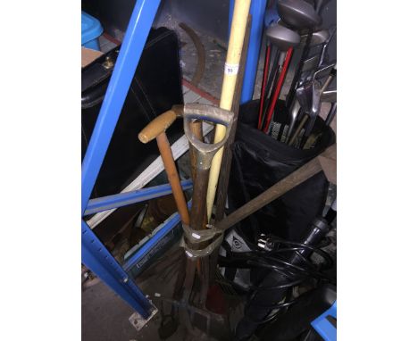 A bundle of garden tools 