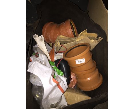 A bag of misc items including parts, tools, plumbing related items, etc 