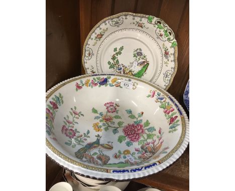 A large Spode bowl and a plate 